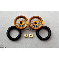 Pro Track Turbine in Gold 3/8" O-Ring Drag Wheelie Wheels / H.O. Fronts