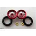 Pro Track Turbine in Red 3/8" O-Ring Drag Wheelie Wheels / H.O. Fronts