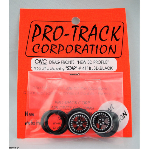 Pro Track Star Series CNC Drag Front Wheels 3/4 O-Ring Black 