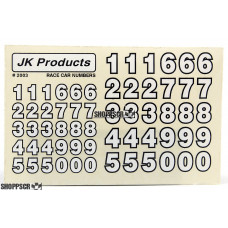 JK Race Car Numbers White Sticker Sheet