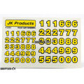 JK Race Car Numbers Yellow Sticker Sheet
