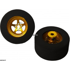 1-1/16"D 0.500"W 0.620"TW 3/32"A 5-Spoke 3D Rear Drag Wheel, Gold (pr)