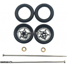 Pro Track Star in Black 3/8" O-Ring Drag Wheelie Wheels / H.O. Fronts