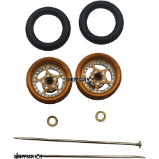Pro Track Star in Gold 3/8" O-Ring Drag Wheelie Wheels / H.O. Fronts
