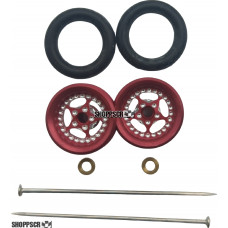 Pro Track Star in Red 3/8" O-Ring Drag Wheelie Wheels / H.O. Fronts