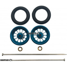 Pro Track Turbine in Blue 3/8" O-Ring Drag Wheelie Wheels / H.O. Fronts