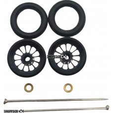 Pro Track Turbine in Black 3/8" O-Ring Drag Wheelie Wheels / H.O. Fronts