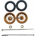 Pro Track Turbine in Gold 3/8" O-Ring Drag Wheelie Wheels / H.O. Fronts