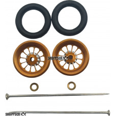 Pro Track Turbine in Gold 3/8" O-Ring Drag Wheelie Wheels / H.O. Fronts