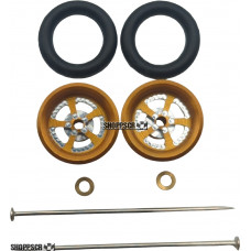 Pro Track Evolution in Gold 3/8" O-Ring Drag Wheelie Wheels / H.O. Fronts