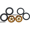 Pro Track Star in Gold 3/4" O-Ring Drag Front Wheels for 1/16" axle