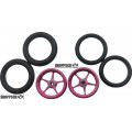 Pro Track Pro Star in Neon Pink 3/4" O-Ring Drag Front Wheels for 1/16" axle