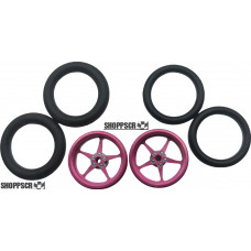 Pro Track Pro Star in Neon Pink 3/4" O-Ring Drag Front Wheels for 1/16" axle